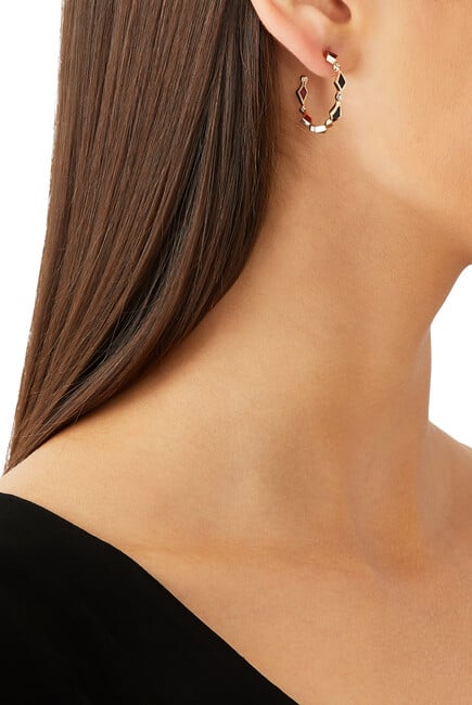 Mosaic Single Hoop Earrings, 18k Pink Gold